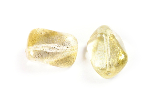 Perle smáčená 18x13 mm, řada Cosmostyle gold, 1 ks - zlatý třpyt na krystalu