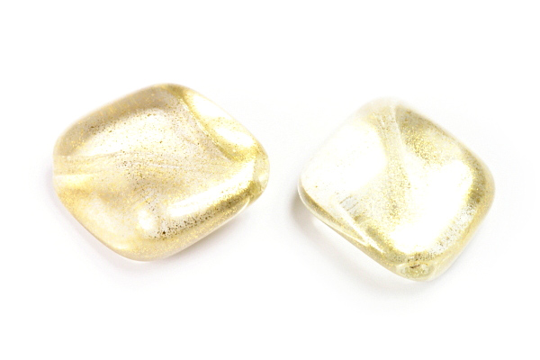 Perle smáčená 23x20 mm, řada Cosmostyle gold, 1 ks - zlatý třpyt na krystalu