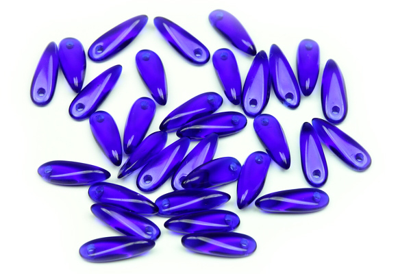 Mačkané jazýčky 3x11 mm, 35 ks - transparentní tmavý safír