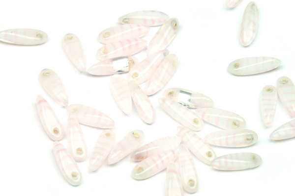 Mačkané jazýčky 3x11 mm, 35 ks - proužkovaná růžová