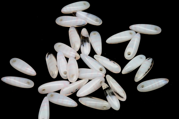 Mačkané jazýčky 3x11 mm, 35 ks - proužkovaná růžová