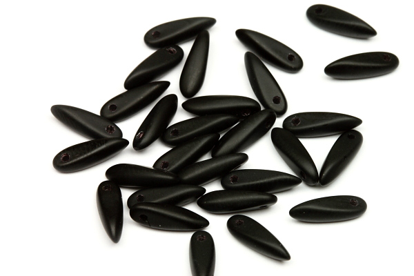 Mačkané jazýčky 3x11 mm, 35 ks - matné černé