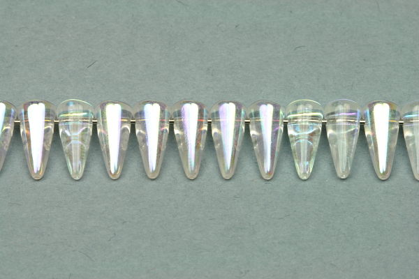 Mačkaný trn Spike 5x10 mm, 10 ks - krystal s duhovým dekorem AB