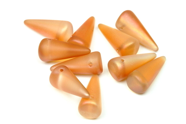 Mačkaný trn Spike 6x14 mm, 5 ks - matný meruňkovo-duhový pokov Aprikot na krystalu