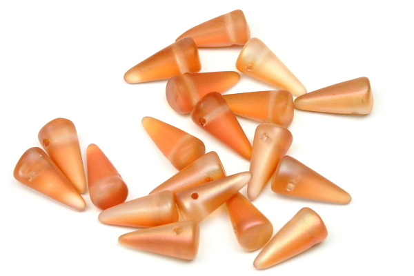 Mačkaný trn Spike 5x10 mm, 10 ks - matný meruňkovo-duhový pokov Aprikot na krystalu