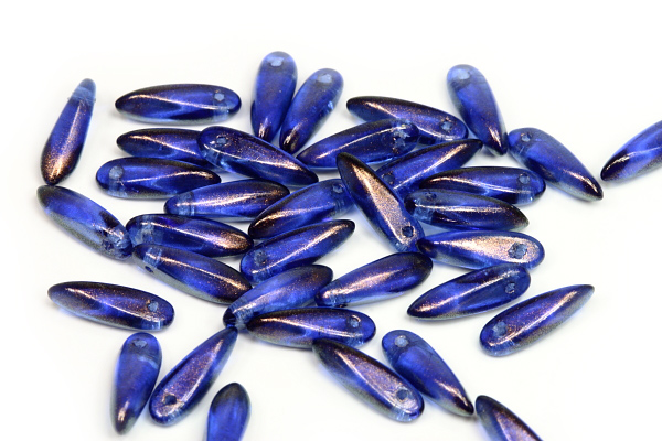 Mačkané jazýčky 3x11 mm, 35 ks - modrý transp. vosk Golden dust