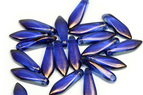 Mačkané jazýčky 5x16 mm, 25 ks - modrý transp. vosk Golden dust