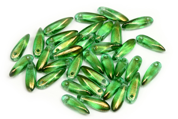 Mačkané jazýčky 3x11 mm, 35 ks - zelený transp. vosk Golden dust