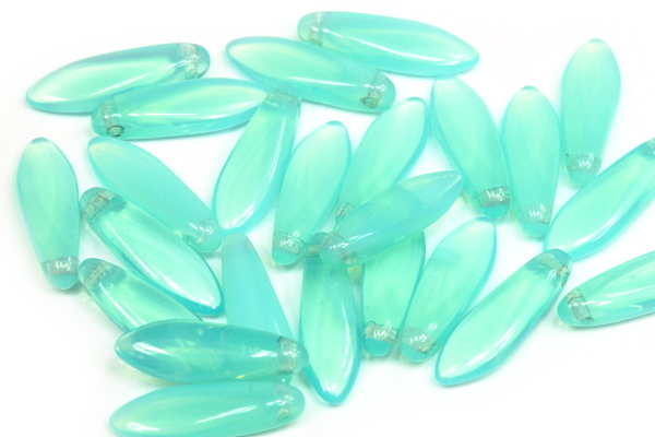 Mačkané jazýčky 5x16 mm, 25 ks - opálový akvamarín