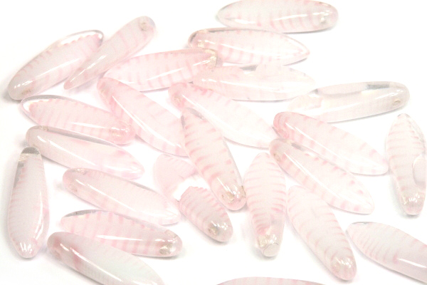 Mačkané jazýčky 5x16 mm, 25 ks - proužkovaná růžová