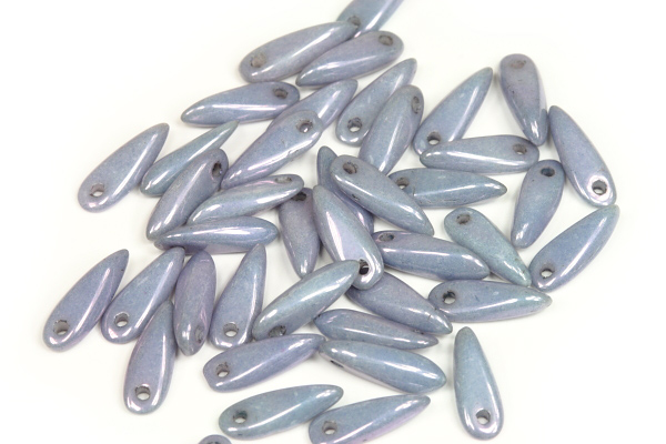 Mačkané jazýčky 3x11 mm, 35 ks - modrý listr na alabastru