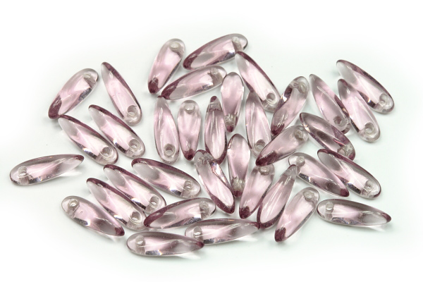 Mačkané jazýčky 3x11 mm, 35 ks - transparentní světlý ametyst