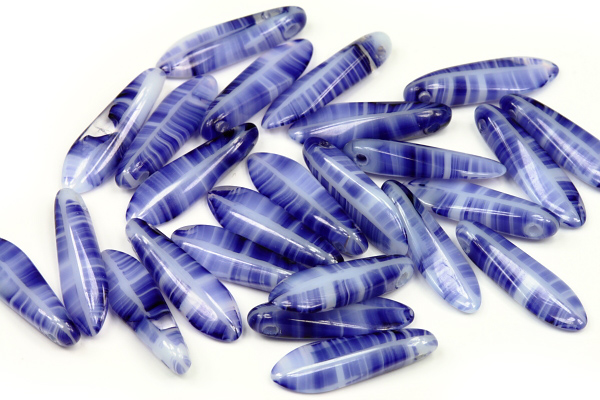 Mačkané jazýčky 5x16 mm, 25 ks - modře pruhované