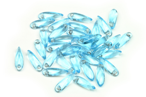 Mačkané jazýčky 3x11 mm, 35 ks - transparentní světle akvamarínově modrá