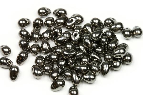Mačkaná slzička s příčnou dírkou 4x6 mm, 65 ks - celopokov Chrom
