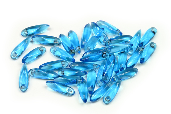 Mačkané jazýčky 3x11 mm, 35 ks - transparentní akvamarín