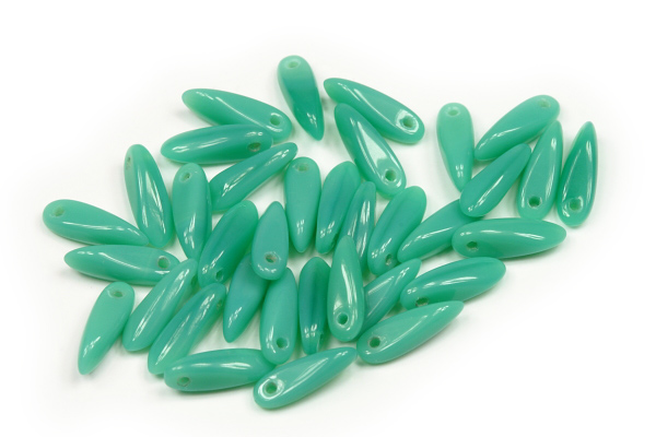 Mačkané jazýčky 3x11 mm, 35 ks - syté modrozelené, zelený tyrkys