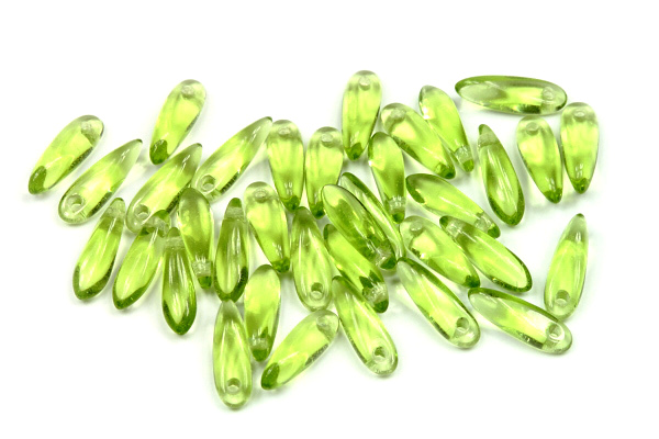 Mačkané jazýčky 3x11 mm, 35 ks - transparentní olivínově zelená