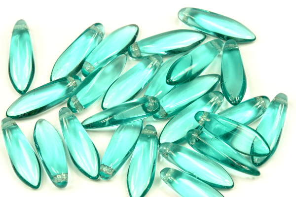 Mačkané jazýčky 5x16 mm, 25 ks - transparentní zelený akvamarín