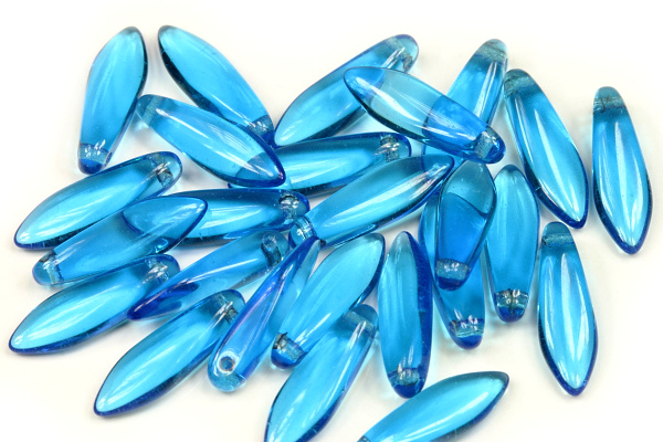 Mačkané jazýčky 5x16 mm, 25 ks - transparentní akvamarín