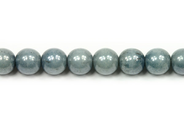 Mačkané korálky kuličky 8 mm, 20 ks/16 cm - modrý listr na alabastru