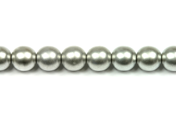 Mačkané korálky kuličky 8 mm, 20 ks/16 cm - matná stříbrná, bronze aluminium
