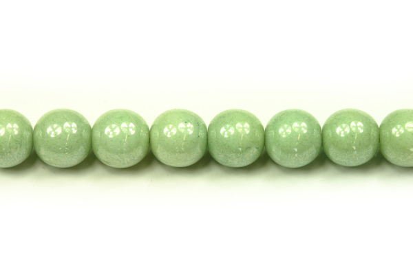 Mačkaná perle kulička 8 mm, 20 ks/16 cm - zelený listr na alabastru