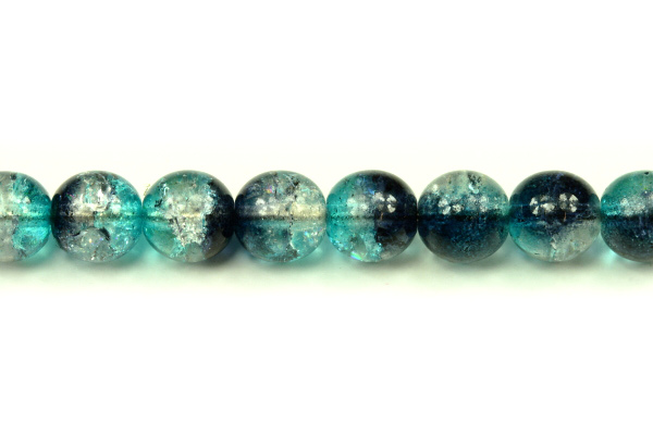 Praskaná kulička 8 mm, 20 ks/16 cm - transp. černo-tyrkysová