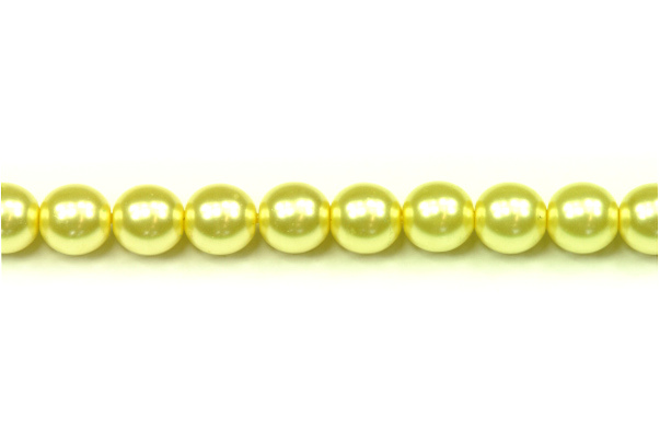 Voskované korálky kuličky 6 mm, 27 ks/16 cm - žlutá lesklá