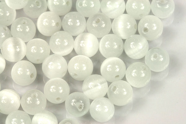 Skleněné korálky kočičí oči, kulička 8 mm, 10 ks - šedá