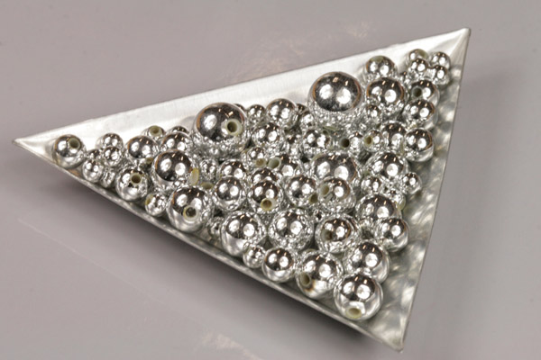 Plastové korálky, mix kuliček 4-10 mm, 10 g - stříbrná