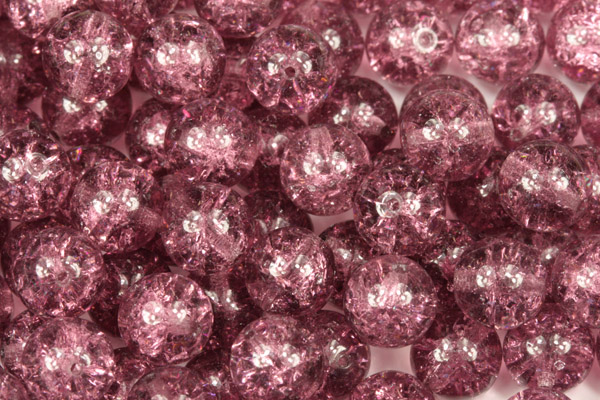 Praskaná kulička 8 mm, 20 ks/16 cm - transparentní ametystově fialová