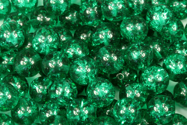 Praskaná kulička 8 mm, 20 ks/16 cm - transp. smaragdově zelená
