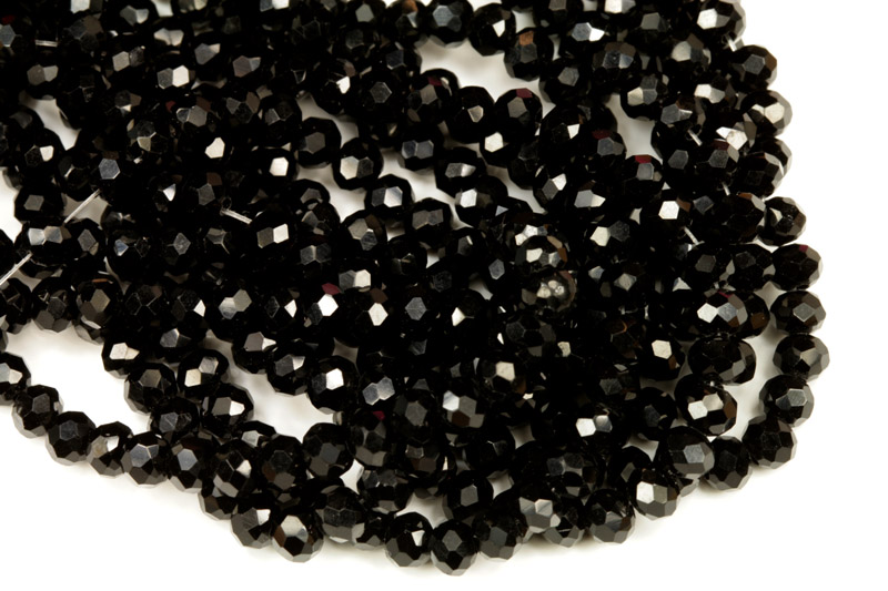 Broušené korálky slavík 4x3 mm, 50 ks/17 cm - sytá černá