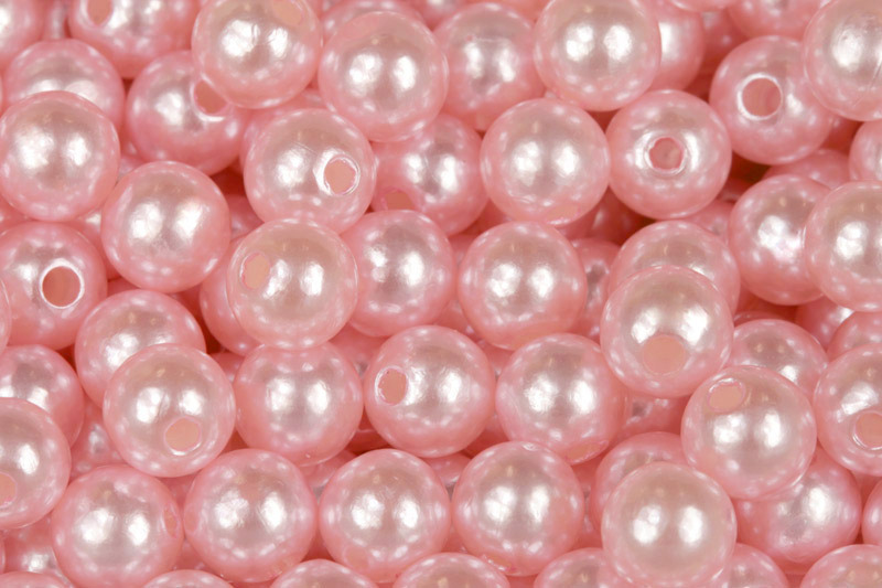 Plastové korálky voskované, imitace perel, kulička 8 mm, 20 ks - sladká růžová