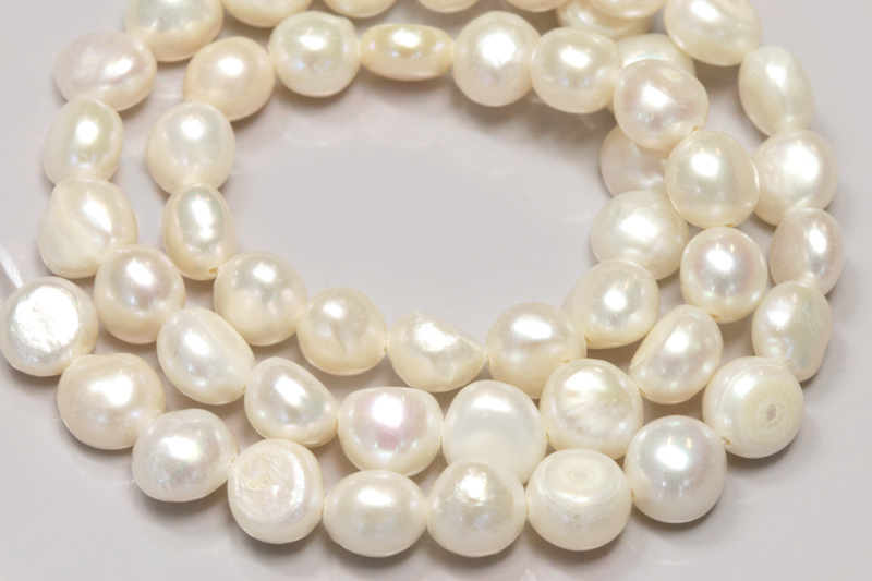 Říční perly, valounky 5-8 x 3-5 mm, 1 ks - seashell, perlová krémově bílá