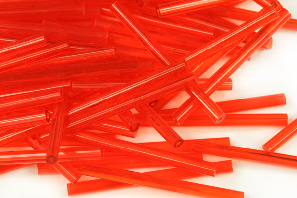PRECIOSA Bugles-SH, rovné čípky 13,3" (30 mm), 50 ks - transp. oranžovočervená, hyacint