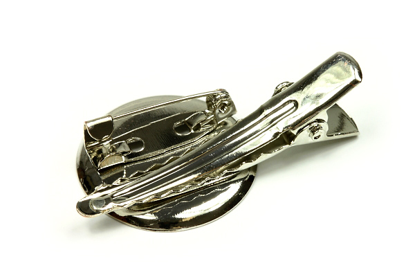 Brožový můstek kulatý se sponkou, 25 mm, 1 ks - galva platina
