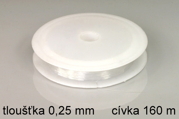Silonový vlasec pevný 0,25 mm, cívka 160 m - čírý