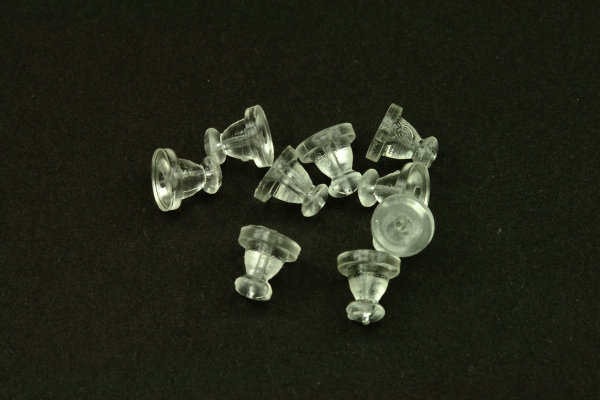 Náušnicová pojistka (zarážka) silikonová, tvar klobouček (brok) 5x5 mm, 10 ks
