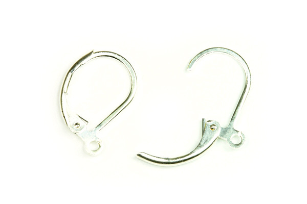 Náušnicový háček zavírací 15x11 mm, galva stříbro, 1 pár