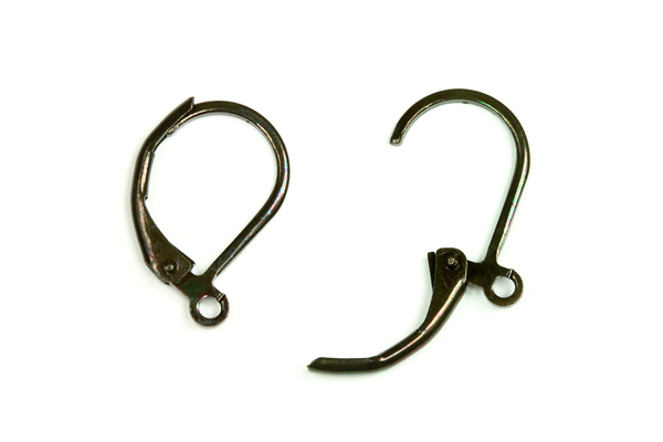 Náušnicový háček zavírací 15x11 mm , galva černý zinek, 1 pár (ČR)