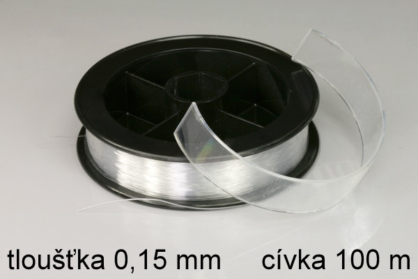Silonový vlasec vlasec pevný 0,15 mm, cívka 100 m - čirý