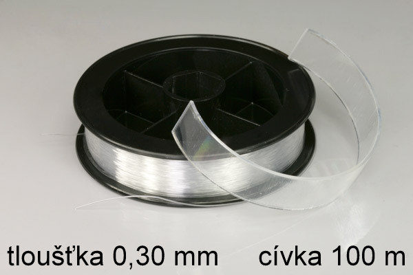 Silonový vlasec pevný 0,30 mm, cívka 100 m - čirý