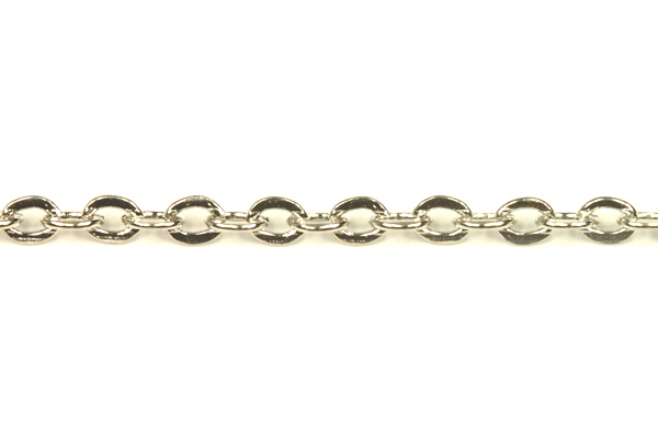 Řetízek s plochými oválnými očky 3x2 mm, galva platina, 1 m