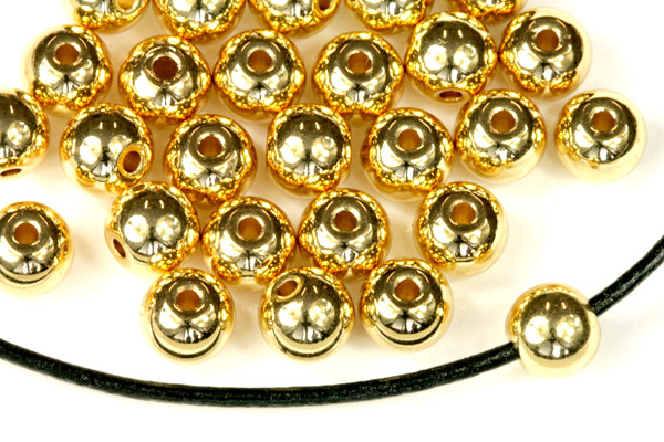 Kovový korálek kulička 8 mm, 1 ks - zlatá (gold)