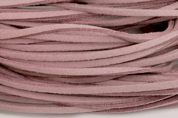 Plochý řemínek 3 mm, imitace kůže (semiše), 1 ks cca 1 m - fialová, šeříková
