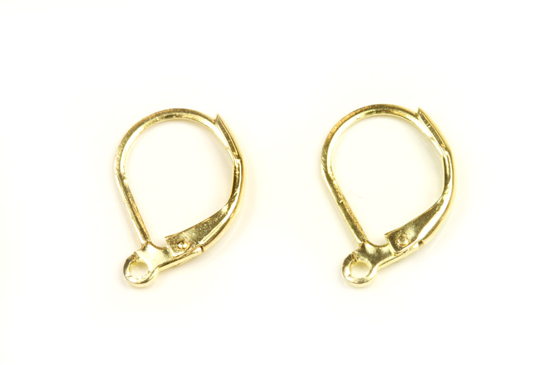 Náušnicový háček zavírací 15x11 mm, galva pravé zlato (Au) - světlý odstín, 1 pár (ČR)