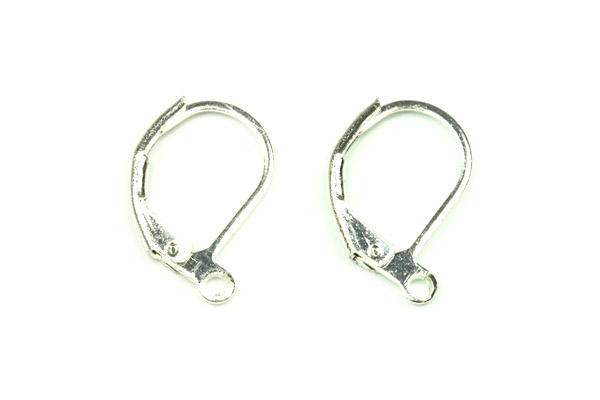 Náušnicový háček zavírací 15x11 mm, povrch stříbro Ag/Clear, 1 pár (ČR)