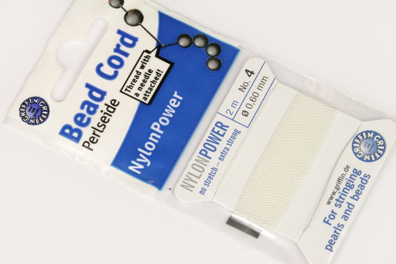 NylonPower (Griffin), stáčená nylon. šňůra s jehlou No.4 (0,6mm), 2m - bílá (white)